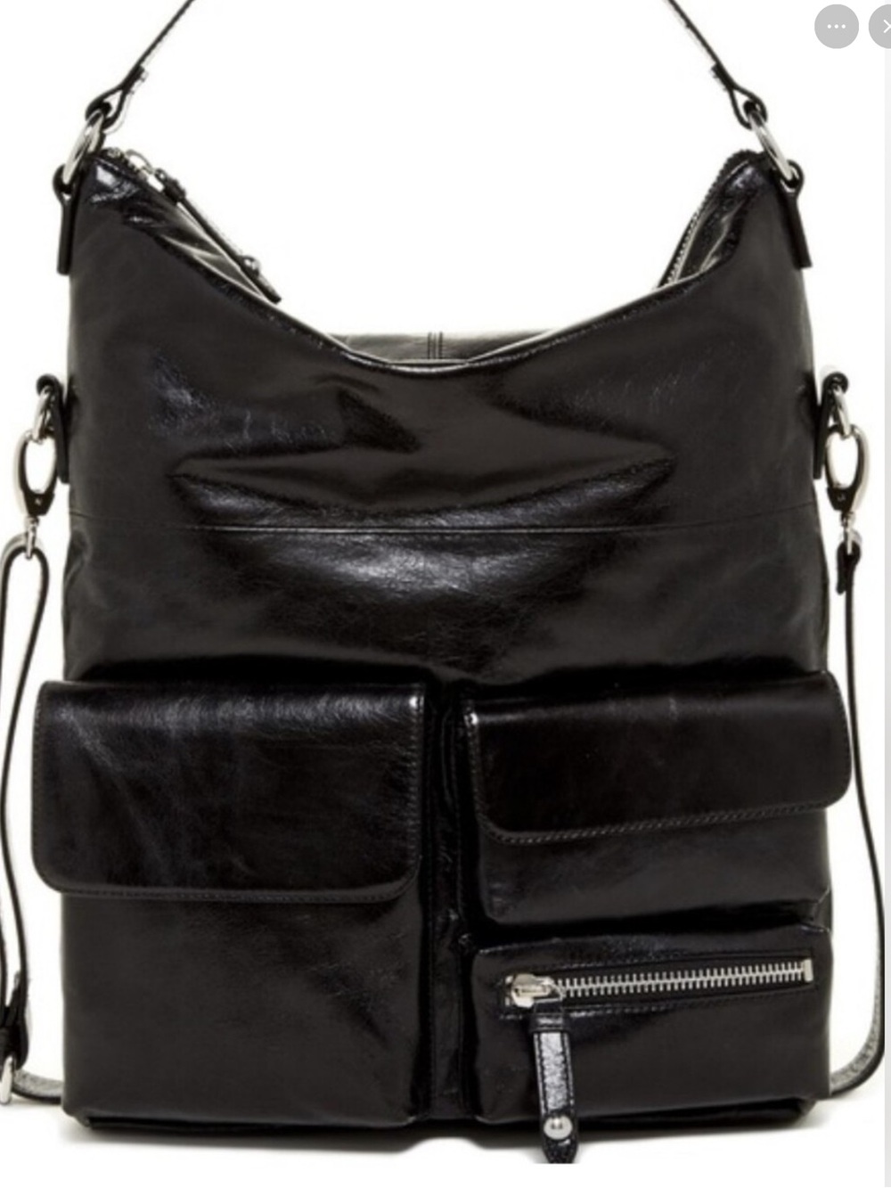 HOBO Explorer Black Leather Convertible Crossbody Bag